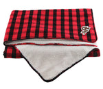 Load image into Gallery viewer, Blanket, Flannel/Sherpa- Charcoal/ Black Plaid or Red/Black Plaid
