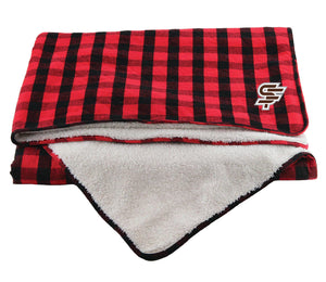 Blanket, Flannel/Sherpa- Red/Black Plaid