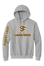 Load image into Gallery viewer, Sweatshirt, SF LANCERS (New Logo) Silkscreen Sweatshirt with SAINT FRANCIS on the Arm
