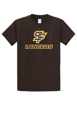 Load image into Gallery viewer, T-Shirt/ SHORT Sleeve, Gold/Brown/White Logo, New Saint Francis Design
