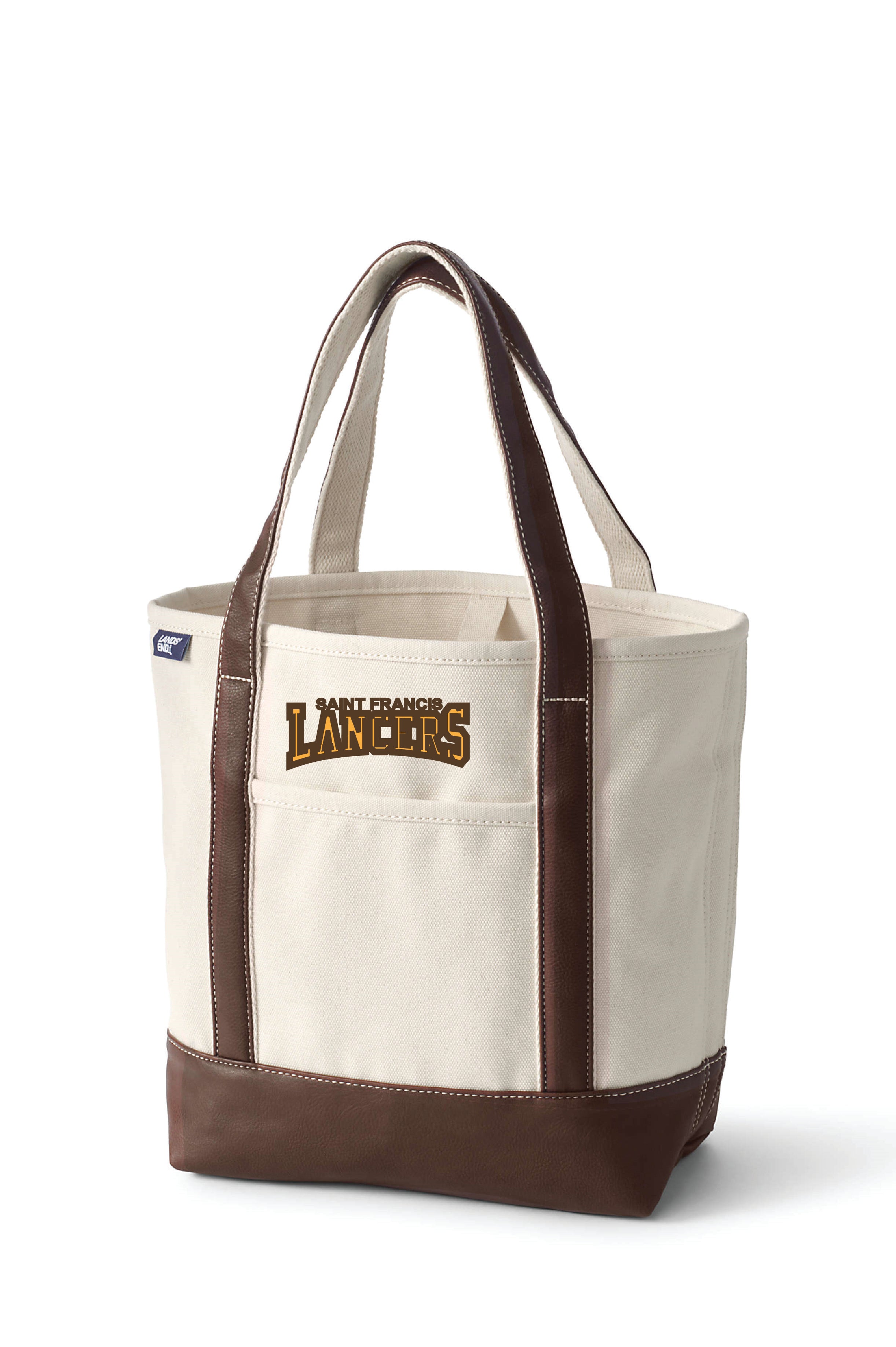Lands' End Canvas Bag/ Natural with Brown Handles