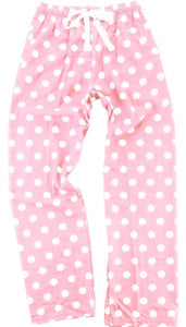 Flannel Pant, Ladies Pink/White Polka Dot.